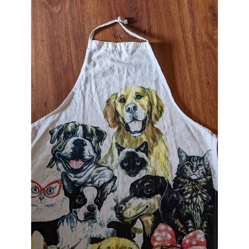 Full Length Apron Dogs Cats Smock Dei  100%  Cotton Pug Siamese Frenchie 10 Dif